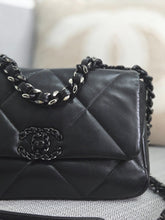 Load image into Gallery viewer, Chanel 22P 2022 Pre Spring/Summer Collection 19 Flap Bag size Small in So Black/Silver Hardware Black Lambskin
