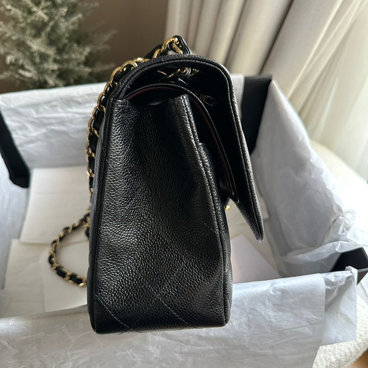 CHANEL series 159 2011/2012 Black Caviar GHW Jumbo Classic Timeless Double Flap Bag