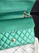 Load image into Gallery viewer, Chanel series 25 2018 18S collection Pearly Emerald Green Caviar LGHW Medium ML timeless Classic double flap bag
