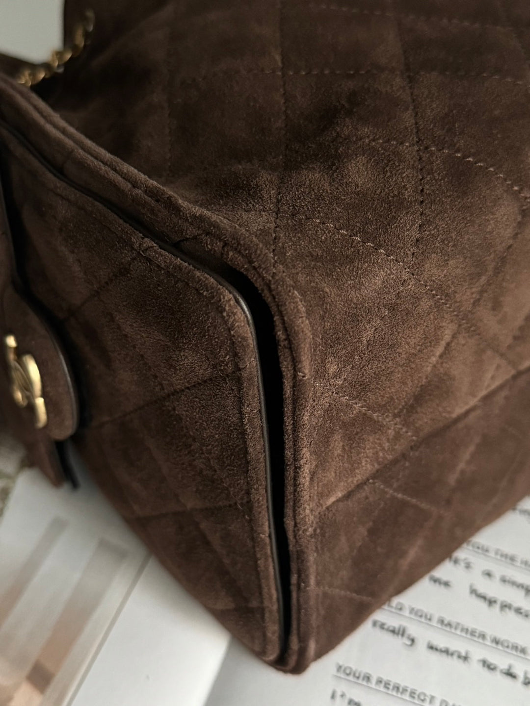 CHANEL 26C 2025/2026 Brown Suede Leather Aged GHW 25 Hobo Bag size Small