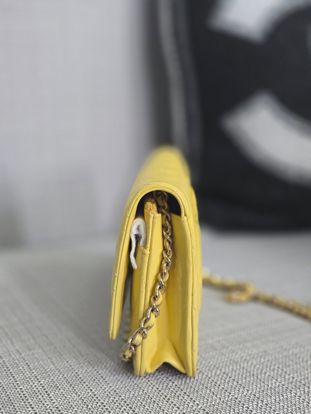 Chanel series 30 2020 Yellow Caviar LGHW Classic Wallet on chain (WOC)