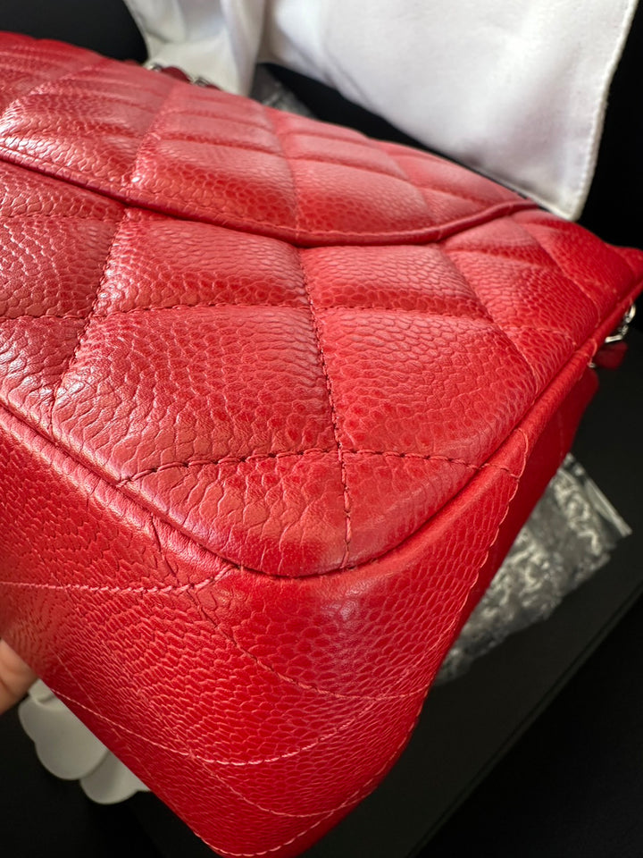 CHANEL series 19 14C Red Caviar SHW Jumbo Timeless Classic Double Flap Bag 2014