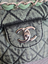 Load image into Gallery viewer, CHANEL Green Denimpression SHW size Jumbo Single Flap Bag
