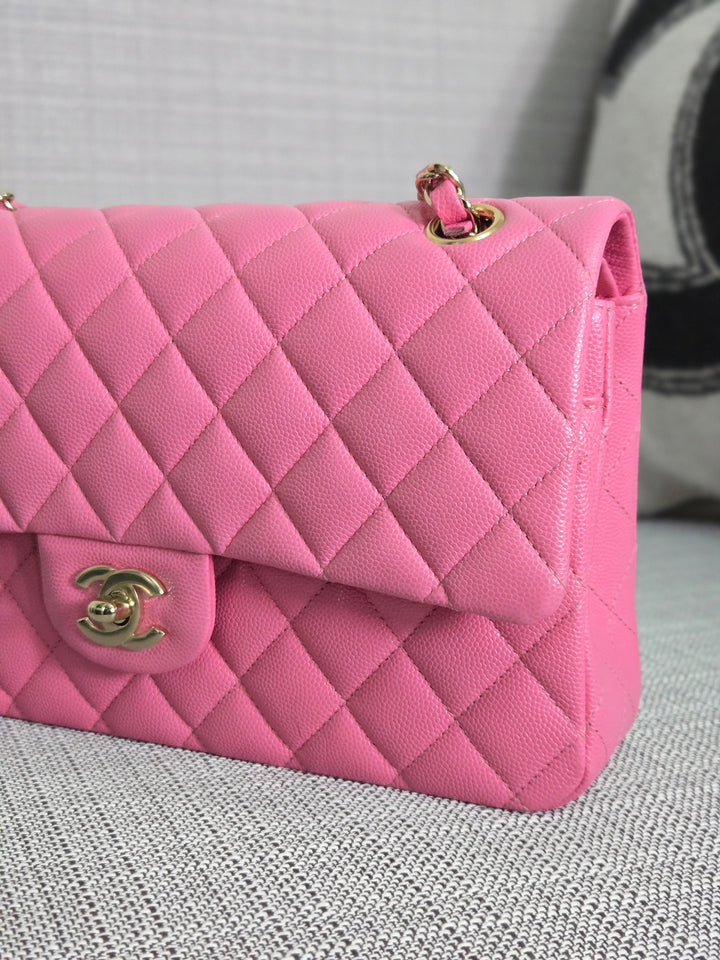 Chanel 21P 2021 Pre spring/summer collection Pink Caviar Champagne GHW 11.12 Timeless Classic Medium ML Double Flap Bag