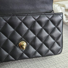 Load image into Gallery viewer, Chanel Black Lambskin Top Handle Mini Rectangular Flap Bag with Champagne GHW
