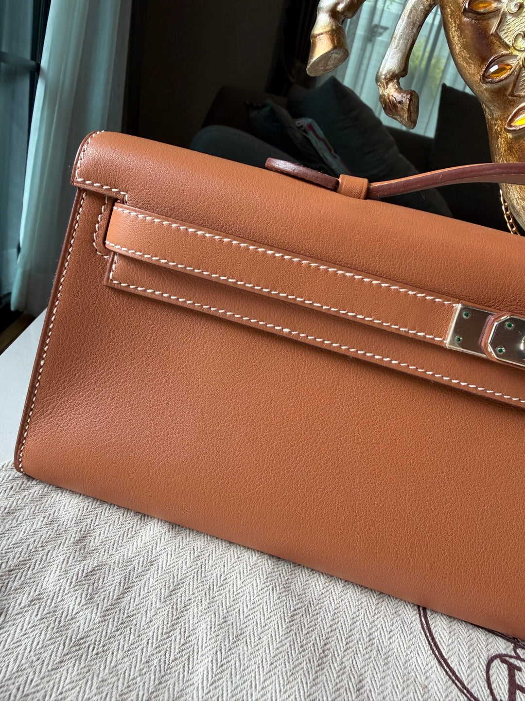 Hermès Kelly Cut Gold Swift Leather PHW Stamp R 2014