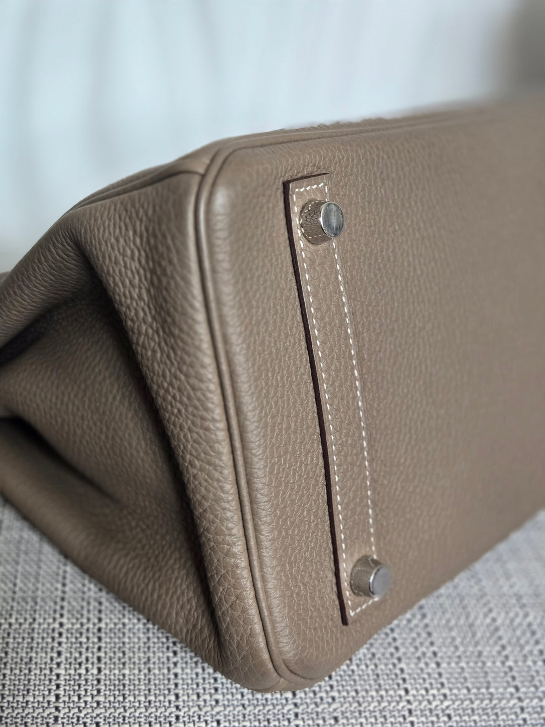 Hermes Etoupe Taupe Togo Leather PHW Birkin 30 Stamp C 2018