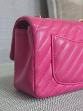 Load image into Gallery viewer, Chanel series 21 2015 Hot Pink Lambskin Chevron Mini Rectangular Flap Bag with Yellow GHW
