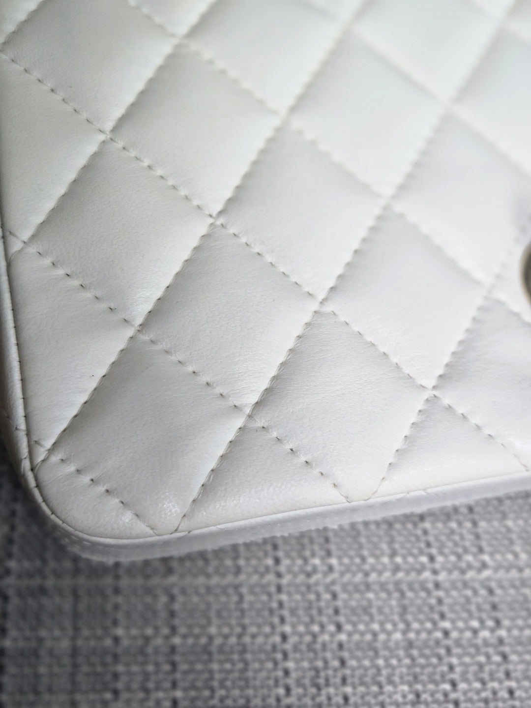 CHANEL series 23 2016 White Lambskin LGHW Mini Rectangular Flap Bag
