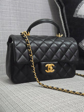 Load image into Gallery viewer, Chanel Black Lambskin GHW Top Handle Mini Rectangular Flap Bag
