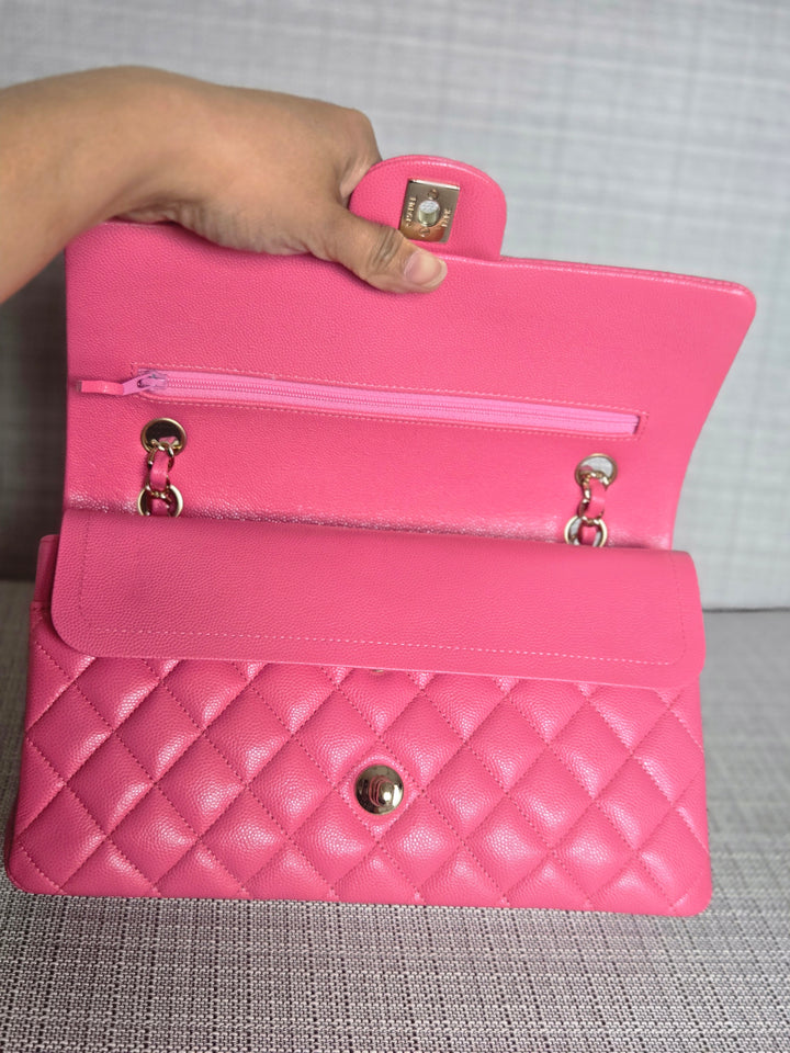 Chanel series 27 19C Collection Barbie Pink Caviar LGHW Medium ML Timeless Classic Double Flap Bag