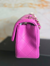 Load image into Gallery viewer, Chanel 21C 2021 Cruise Collection Purple Lambskin Champagne GHW Mini rectangular flap bag
