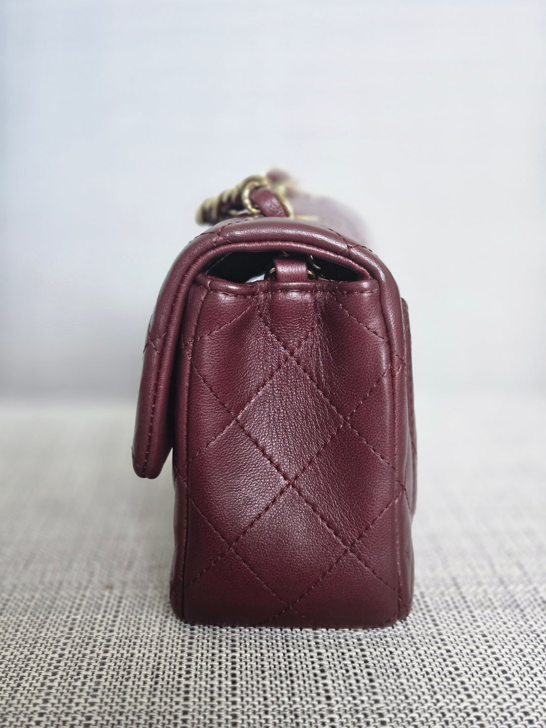 Chanel series 21 2015 15B Collection Burgundy Lambskin GHW Mini Rectangular Flap Bag