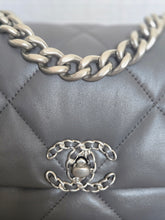 Load image into Gallery viewer, Chanel 19 size Small From 2022 in Dark grey Lambskin Mixed GHW with Silver colourway Flap Bag with Top Handle

