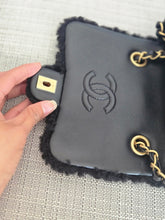 Load image into Gallery viewer, Chanel 24K 2024 Collection Black Teddy Shearling Black Lambskin Mini Rectangular Flap Bag
