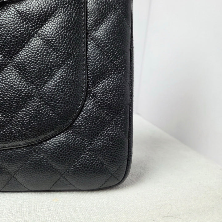 CHANEL series 16 Black Caviar GHW Jumbo Timeless Classic Double Flap Bag 2012