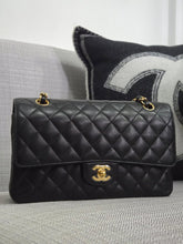 Load image into Gallery viewer, Chanel series 19 2014 Black Caviar GHW Medium ML Timeless Classic Double Flap Bag
