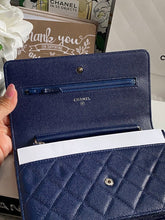Load image into Gallery viewer, Chanel series 24 17B 2017 Fall/Winter Collection Navy Caviar SHW Classic Wallet on chain (WOC)
