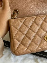 Load image into Gallery viewer, Chanel series 25 18S Collection Pearly Dark Beige Caviar Champagne Gold Hardware Mini Rectangular Flap Bag
