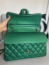 Load image into Gallery viewer, Chanel series 25 18S 2018 Spring/Summer Collection Pearly Emerald Green Caviar Champagne GHW Jumbo Timeless Classic Double Flap Bag
