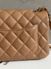 Load image into Gallery viewer, Chanel series 25 18S Collection Pearly Dark Beige Caviar Champagne Gold Hardware Mini Rectangular Flap Bag
