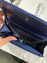 Load image into Gallery viewer, Chanel series 24 17B 2017 Fall/Winter Collection Navy Caviar SHW Classic Wallet on chain (WOC)
