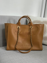 Load image into Gallery viewer, Chanel series 31 21S 2021 Spring/Summer collection Caramel Calf skin aged GHW Medium/Large Deauville Tote Bag with Top handle
