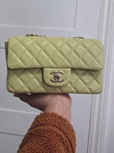 Load image into Gallery viewer, Chanel 23C 2022/2023 Cruise Collection Pastel Lime Green Lambskin Mini Rectangular Flap Bag with Champagne GHW
