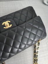 Load image into Gallery viewer, Chanel series 16 2012 Black Lambskin Medium ML Timeless Classic Double Flap Bag with GHW
