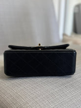 Load image into Gallery viewer, Chanel Black Lambskin Mini Rectangular Flap Bag with Top Handle and Champagne GHW
