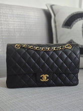 Load image into Gallery viewer, Chanel series 16 2012 Black Lambskin Medium ML Timeless Classic Double Flap Bag with GHW
