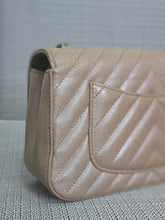 Load image into Gallery viewer, Chanel series 24 17B 2017 Fall/Winter Collection Iridescent Rose Gold Caviar Silver hardware Chevron Mini Rectangular Flap Bag
