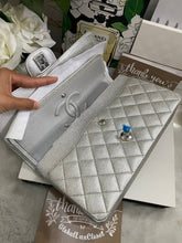 Load image into Gallery viewer, Chanel 21K 2021 Fall/Winter collection Glitter Iridescent Silver caviar SHW Medium ML 11.12 Timeless Classic Double Flap Bag
