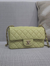 Load image into Gallery viewer, Chanel 23C 2022/2023 Cruise Collection Pastel Lime Green Lambskin Mini Rectangular Flap Bag with Champagne GHW
