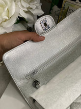 Load image into Gallery viewer, Chanel 21K 2021 Fall/Winter collection Glitter Iridescent Silver caviar SHW Medium ML 11.12 Timeless Classic Double Flap Bag
