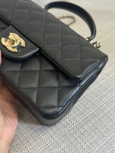 Load image into Gallery viewer, Chanel Black Lambskin Mini Rectangular Flap Bag with Top Handle and Champagne GHW

