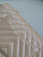 Load image into Gallery viewer, Chanel series 24 17B 2017 Fall/Winter Collection Iridescent Rose Gold Caviar Silver hardware Chevron Mini Rectangular Flap Bag
