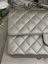 Load image into Gallery viewer, Chanel 21K 2021 Fall/Winter collection Glitter Iridescent Silver caviar SHW Medium ML 11.12 Timeless Classic Double Flap Bag
