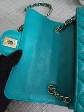 Load image into Gallery viewer, Chanel series 23 17C 2016/2017 Cruise Collection Turquoise Caviar Champagne GHW Classic Mini Rectangular Flap Bag with Edge stitching
