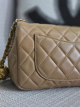 Load image into Gallery viewer, Chanel 22B 2022 Fall/Winter Collection Dark Beige Lambskin Aged GHW Pearl Crush Adjustable Chain Mini Rectangular Flap Bag
