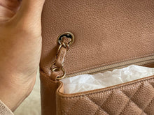 Load image into Gallery viewer, Chanel series 25 18S Collection Pearly Dark Beige Caviar Champagne Gold Hardware Mini Rectangular Flap Bag

