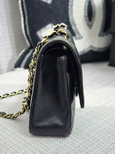 Load image into Gallery viewer, Chanel series 19 2014 Black Caviar GHW Medium ML Timeless Classic Double Flap Bag
