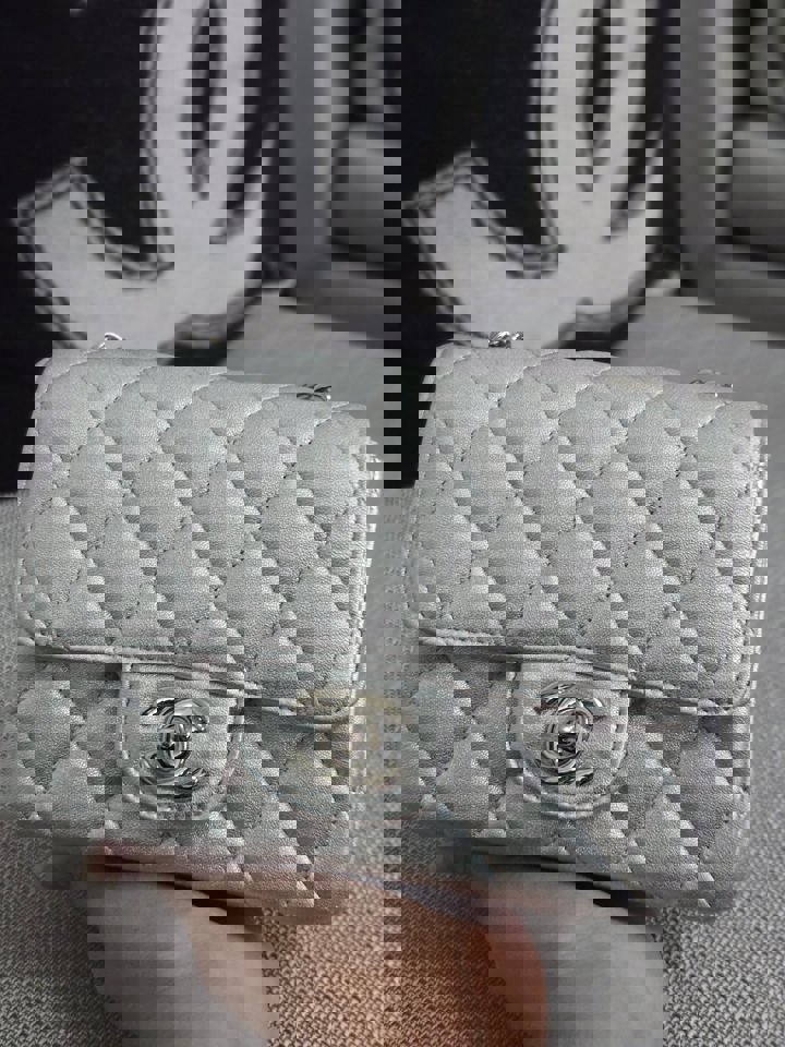 Chanel Series 31 21P 2021 Pre Spring/Summer Collection Iridescent Silver lambskin SHW Square Mini Flap Bag