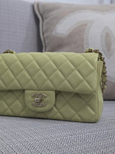 Load image into Gallery viewer, Chanel 23C 2022/2023 Cruise Collection Pastel Lime Green Lambskin Mini Rectangular Flap Bag with Champagne GHW
