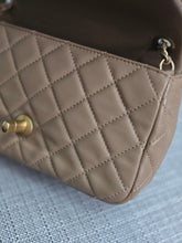Load image into Gallery viewer, Chanel 22B 2022 Fall/Winter Collection Dark Beige Lambskin Aged GHW Pearl Crush Adjustable Chain Mini Rectangular Flap Bag
