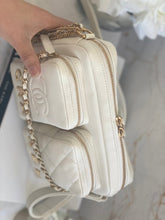 Load image into Gallery viewer, Chanel 22C White Calfskin GHW Small Camera Case Bag with Adjustable Strap
