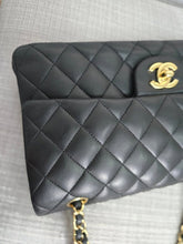 Load image into Gallery viewer, Chanel series 16 2012 Black Lambskin Medium ML Timeless Classic Double Flap Bag with GHW
