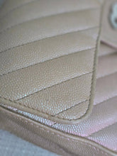 Load image into Gallery viewer, Chanel series 24 17B 2017 Fall/Winter Collection Iridescent Rose Gold Caviar Silver hardware Chevron Mini Rectangular Flap Bag
