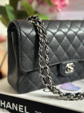 Load image into Gallery viewer, Chanel Series 18 (2014) Black caviar Silver hardware Medium ML Timeless Classic Double Flap Bag
