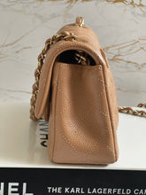 Load image into Gallery viewer, Chanel series 25 18S Collection Pearly Dark Beige Caviar Champagne Gold Hardware Mini Rectangular Flap Bag
